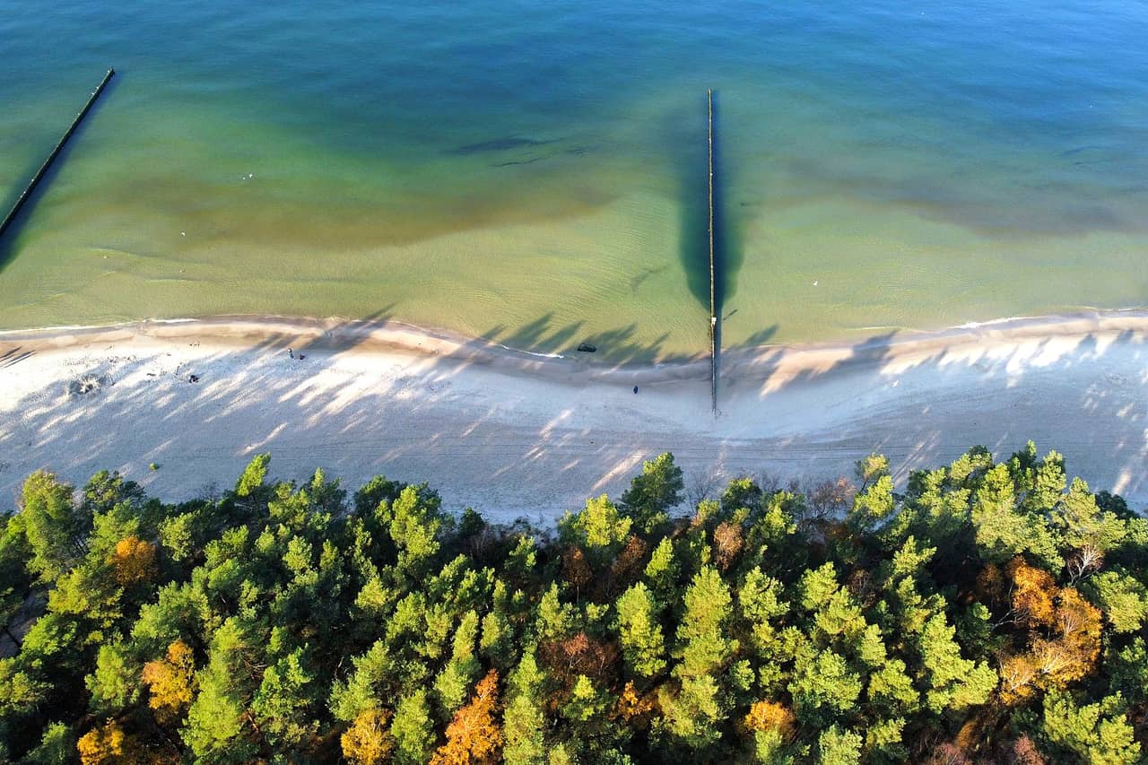 Plaża w Kołobrzegu z lotu ptaka